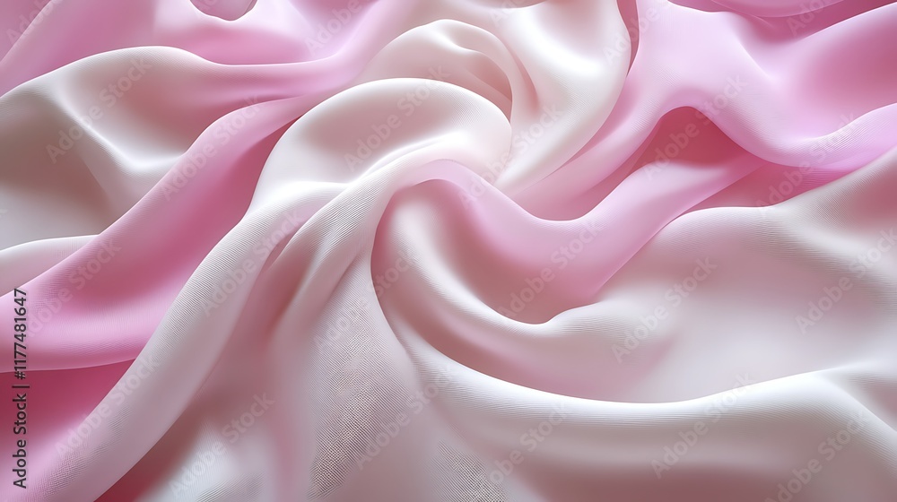 Fototapeta premium Pink and white silk fabric texture background.