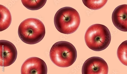 Red apple fruits pattern background vector design photo