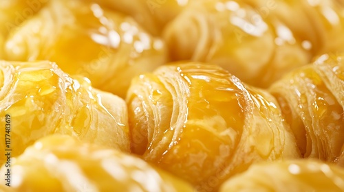 Baking golden croissants paris food photography culinary delights close-up flaky pastries photo