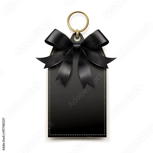 Crafting elegant black gift tags with ribbons home decor digital art studio setting close-up design inspiration photo