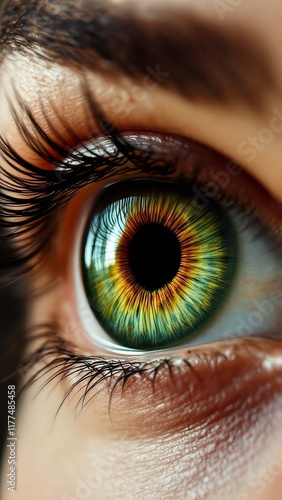 Central heterochromia. Close-up of a female eye photo