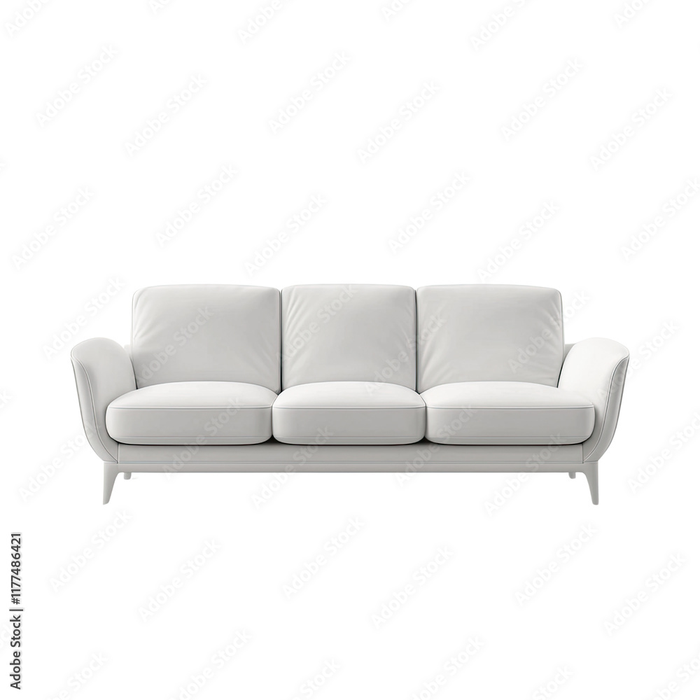 Fototapeta premium Elegant White Three-Seater Sofa Studio Shot