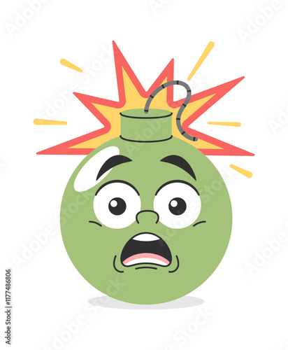 Scared comic bomb character expression