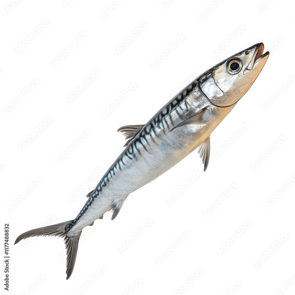 a shiny. silver mackerel fish. highlighting its streamlined body and distinct markings along the back the fish appears fresh and is likely intended for culinary purposes. emphasizing its role in cooki a shiny. silver mackerel fish. highlighting its streamlined body and distinct markings along the back the fish appears fresh and is likely intended for culinary purposes. emphasizing its role in cooki