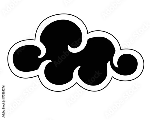 Cloud, weather phenomenon - vector silhouette illustration for logo or pictogram. Cloud silhouette for sign or icon	
