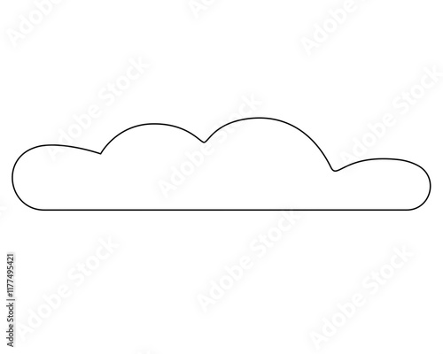 Cloud, weather phenomenon sign - vector linear picture with editable outline for coloring book, logo or pictogram. Outline.	
