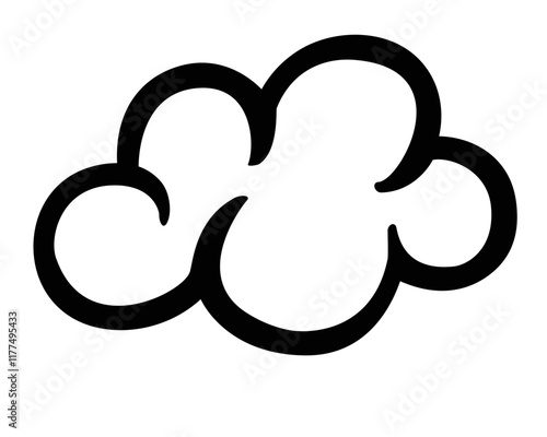 Cloud, symbolic image of a weather phenomenon - stock illustration for logo or pictogram. A cloud is a linear picture for a sign or icon. Outline	