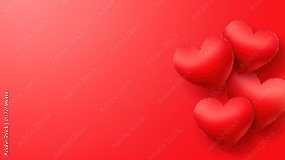 Red hearts on a smooth background, symbolizing love and affection. Red hearts on a smooth background, symbolizing love and affection.