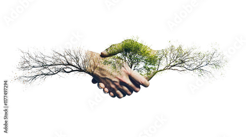 Nature's Embrace A Handshake Representing Environmental Harmony