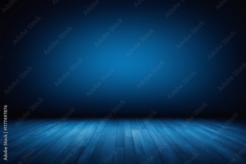 a dark blue room with wooden floor and a spotlight a dark blue room with wooden floor and a spotlight