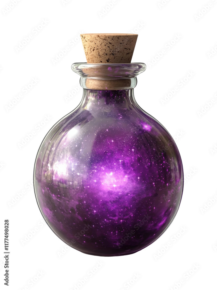 Enchanting glowing purple potion bottle spa setting high fidelity serene environment close-up view magical concept for relaxation isolated on transparent background Enchanting glowing purple potion bottle spa setting high fidelity serene environment close-up view magical concept for relaxation isolated on transparent background