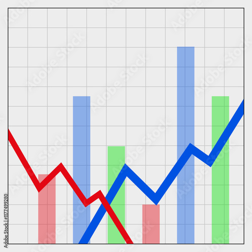 Chart of financial ups and downs. Diagrams. Icons for business.