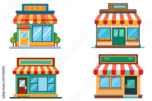 illustration of a store, retail store illustration on white background.