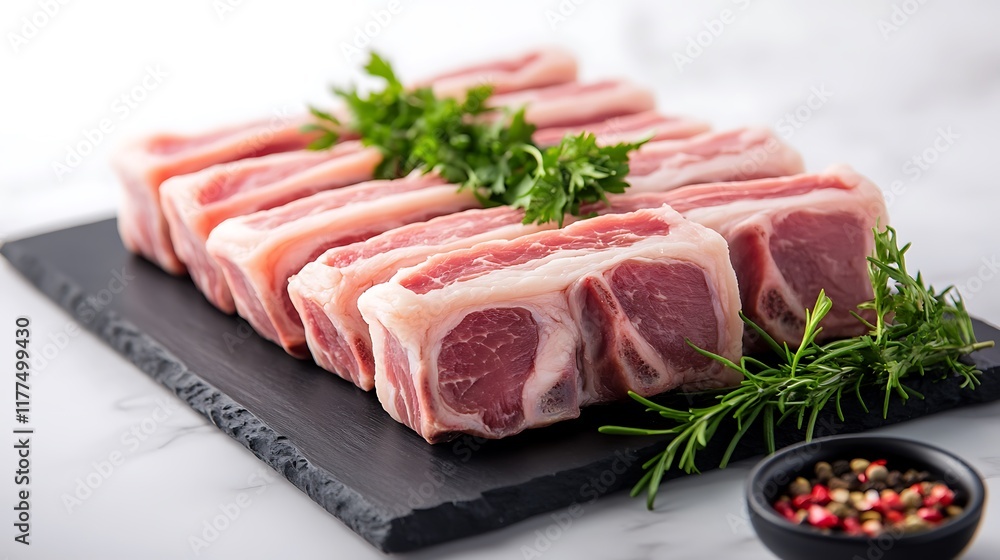 Preparing fresh pork chops kitchen food photography clean environment top view culinary art Preparing fresh pork chops kitchen food photography clean environment top view culinary art