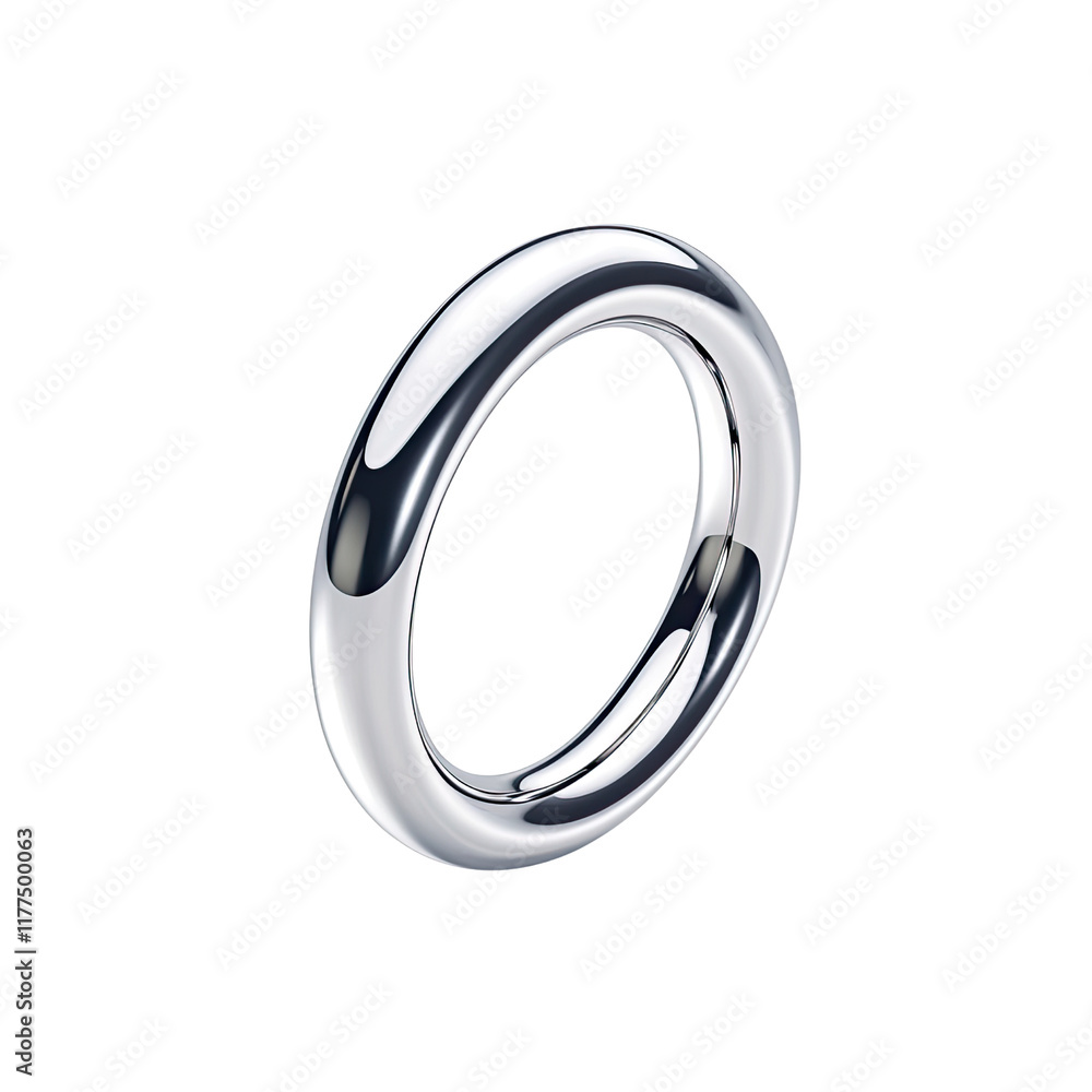 Polished Metal Ring, Smooth Surface, Circular Shape, Silver Tone Polished Metal Ring, Smooth Surface, Circular Shape, Silver Tone