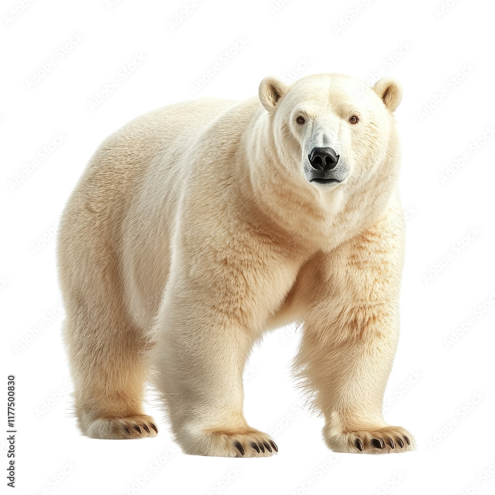 Fototapeta premium Powerful Polar Bear Standing on White Background