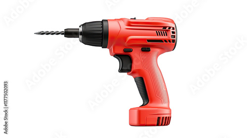 Red Cordless Power Drill Tool Isolated Studio Shot