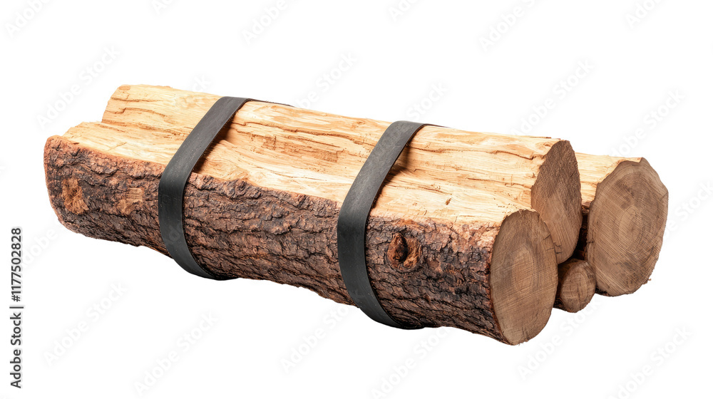 Rustic Wooden Log Bundle Secured with Straps Rustic Wooden Log Bundle Secured with Straps