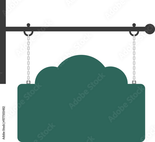 Illustration of a hanging sign board with blank copy space. Empty sign board for your design. 