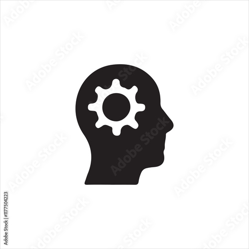 human head silhouette with gears