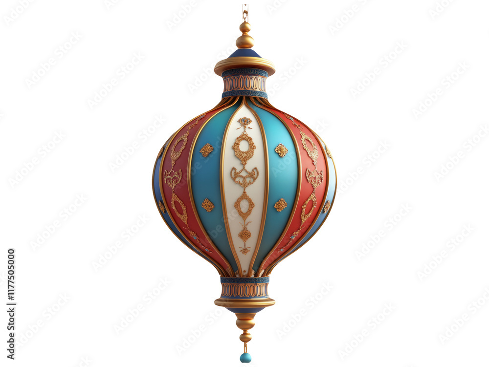 Obraz premium Colorful 3D Ornament for Al-Fitr Celebration Isolated Background