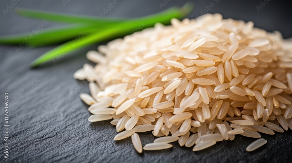 Obraz premium A small pile of rice grains on a dark background