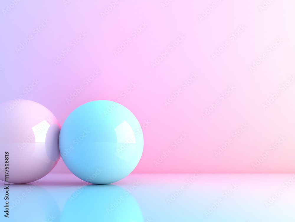 Obraz premium Abstract futuristic orbs. Futuristic orbs in pastel colors reflecting light on smooth surface