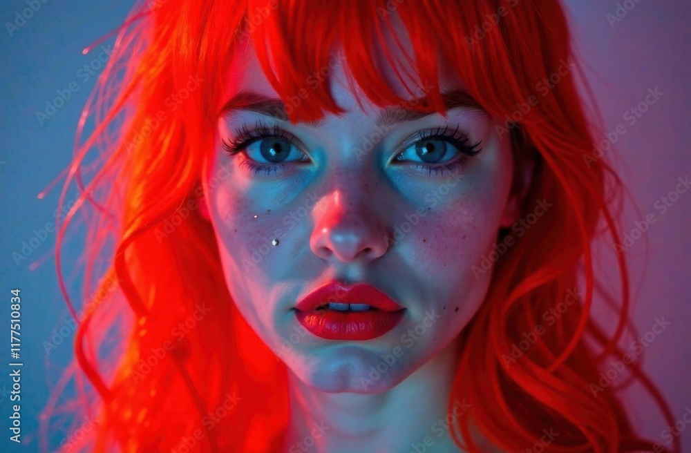young woman with bright red hair young woman with bright red hair