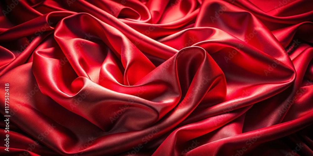Obraz premium Luxurious Red Satin Fabric Double Exposure: Smooth Waves & Silky Texture