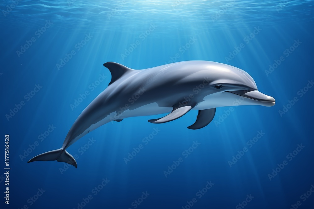 dolphin in the ocean with sun shining through the water dolphin in the ocean with sun shining through the water