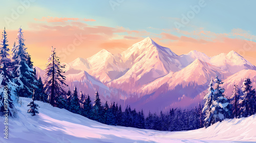 Snow-covered polish tatra mountains in winter , snow, mountains, poland, tatra, winter, cold, scenic, nature. Snowcap. Illustration