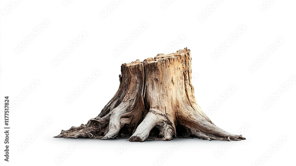 Fototapeta premium a tree stump isolated on a white background