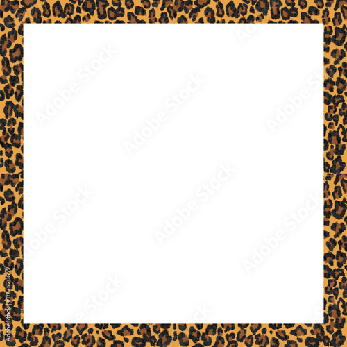 Leopard spots patterns frame. Animal prints patterns border frame. Leopard skin pattern 