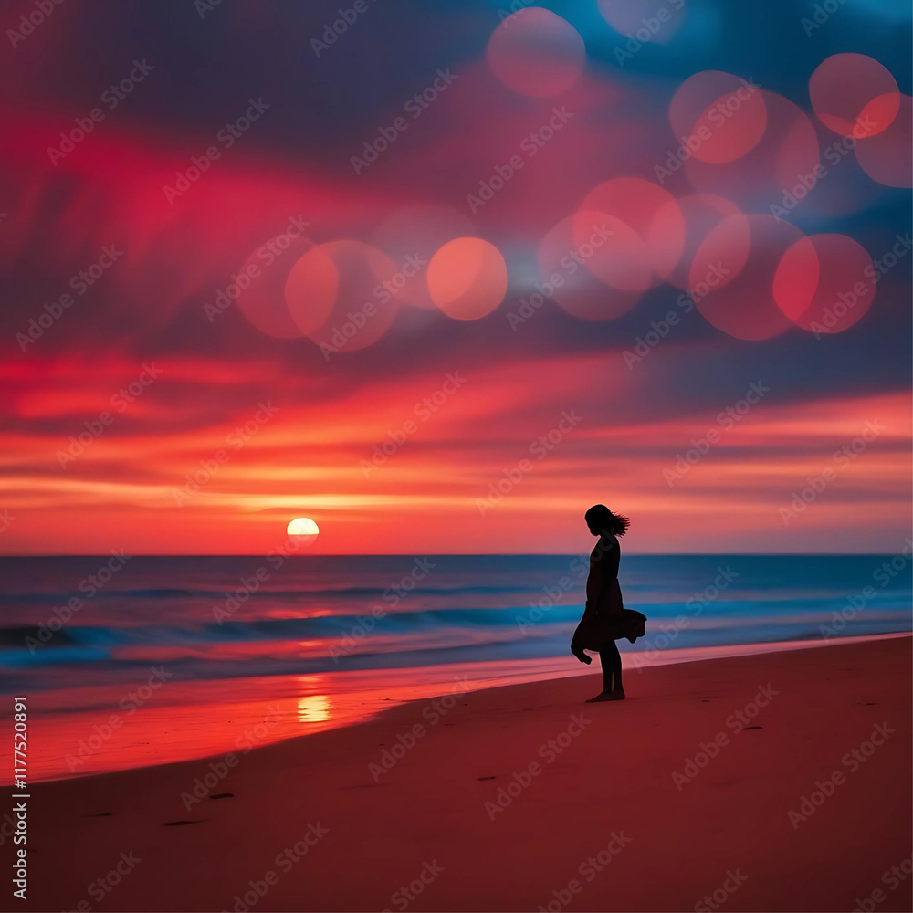 person walking on the beach at sunset person walking on the beach at sunset
