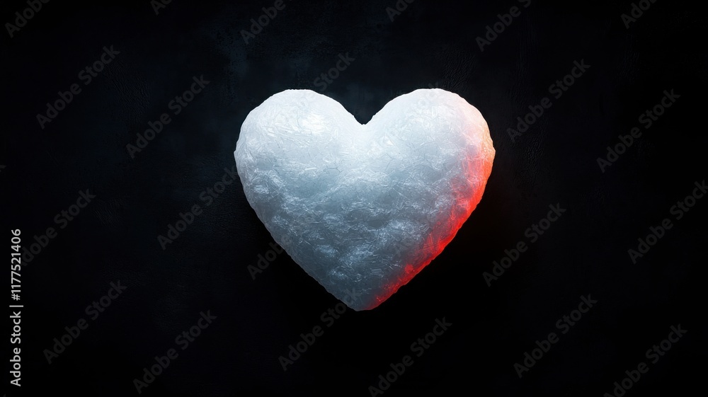 Fototapeta premium A heart-shaped sugar cube on a dark background, symbolizing sweetness and love.