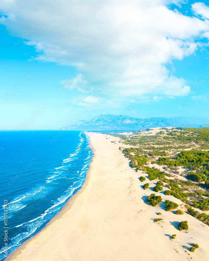 Aereal view of an untouched Patara Beach in Antalya, Turkey
