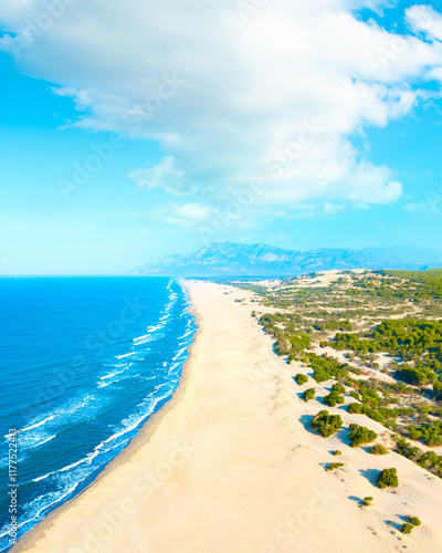 Obraz na płótnie Aereal view of an untouched Patara Beach in Antalya, Turkey w salonie