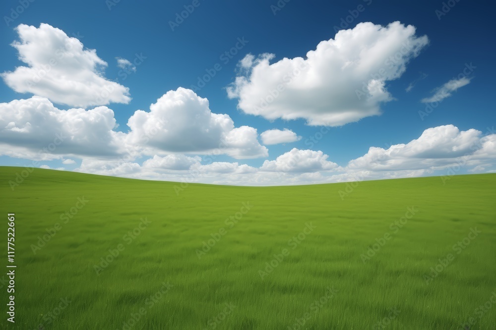 arafed view of a green field with a blue sky and clouds arafed view of a green field with a blue sky and clouds