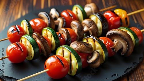 Colorful Grilled Vegetable Skewers with Zucchini, Peppers, Mushrooms, and Tomatoes