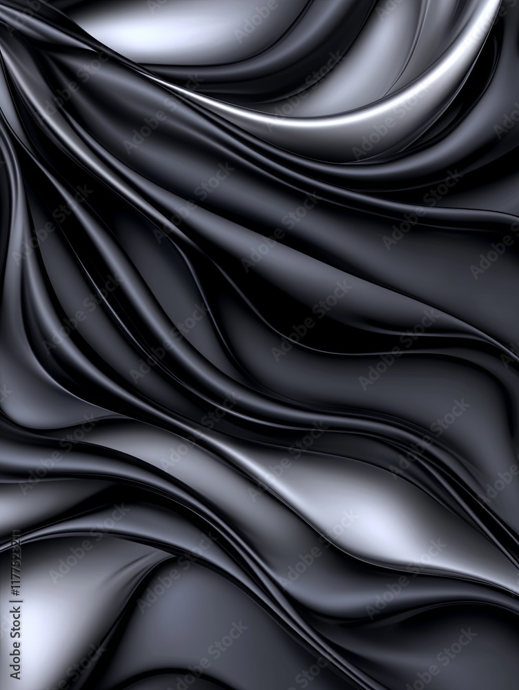Fototapeta premium Grungy Metallic Silver and Black Gradient Waves