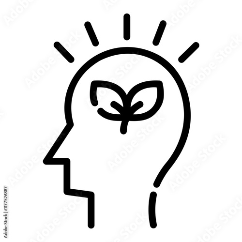 Consciousness. This is a vector single icon with a dashed line style. It is suitable for any purpose, such as website design, mobile app design, logo design, etc.