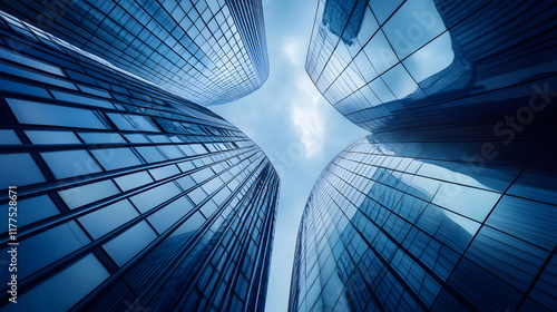 A surreal scene of a cityscape with skyscrapers that warp and stretch as if time and space themselves are bending around the structures  photo