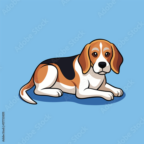 beagle lying down vector.eps