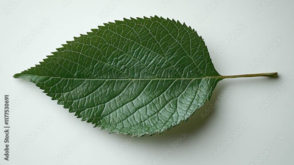 Fototapeta premium Single dark green leaf isolated on white background