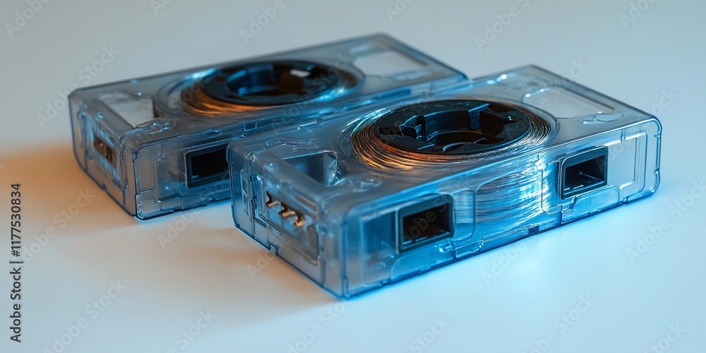 Transparent Cassette Tapes on White Background Transparent Cassette Tapes on White Background