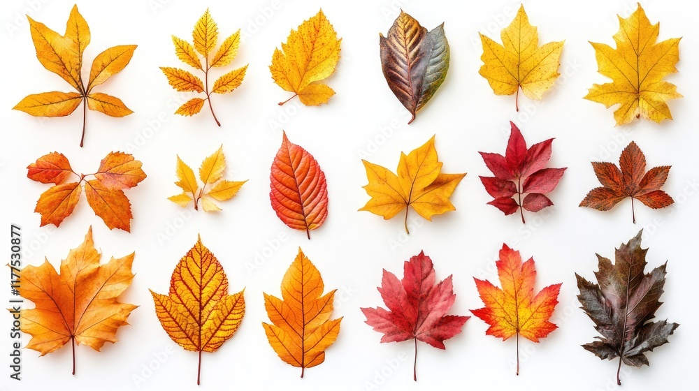 Fototapeta premium Autumn Leaves Collection Colorful Fall Foliage Display