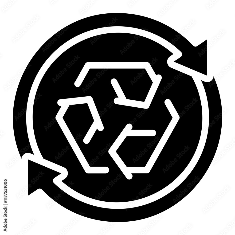 Reduce Reuse Recycle. This is a vector single icon with a solid style. It is suitable for any purpose, such as website design, mobile app design, logo design, etc.