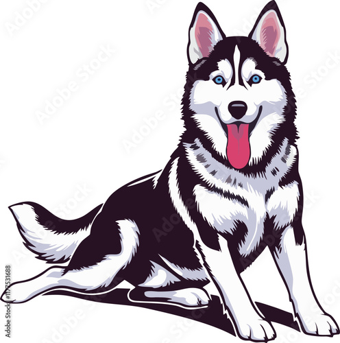 siberian husky dog vector illustration white background