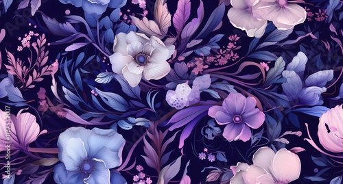 beautiful seamless floral pattern in purple