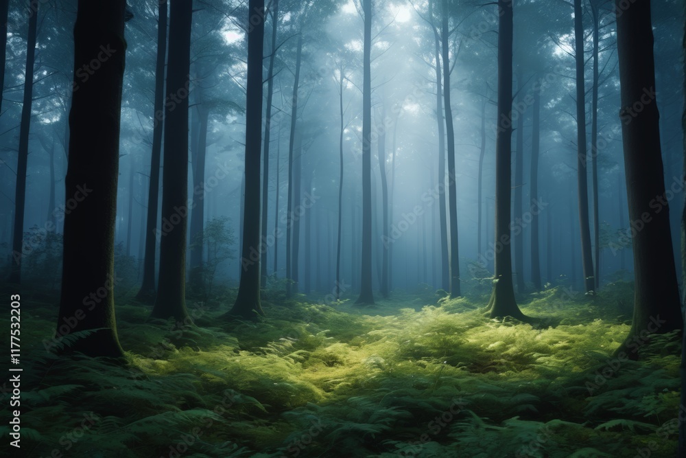 Obraz premium there is a forest with a lot of trees and ferns